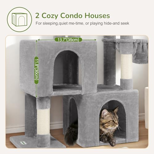 Globlazer 52in Cat Tree Tower for Indoor Cats, 2 Condos, S52, Light Grey - color: Light Grey