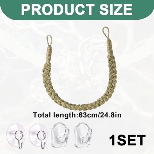 1 Set Green Snake Climbing Rope, Ball Python Tank Accessories with 2 Suction Cups & 2 Horn Hooks, 1.9cm Height Snake Enclosure Accessories for Ball Python Enrichment