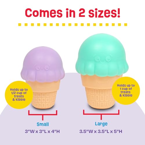 Brightkins Large Ice Cream Cone Treat Dispensers for Dogs - Interactive Dog Toys for All Breeds, Gifts for Dogs (Pack of 2) - size: Large (Pack of 2)