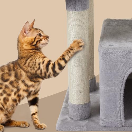 Cute Cat Tree Kitten Cat Tower Condo Cat Furniture Sisal Scratching Posts G - color: Grey