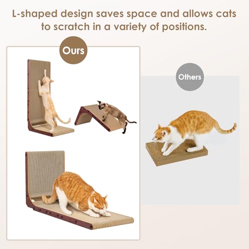 EHEYCIGA Cardboard Cat Scratcher for Indoor Cats, 26.8 Inch, Dark Brown - color: Dark Brown, size: 16.6x11.2x26.8