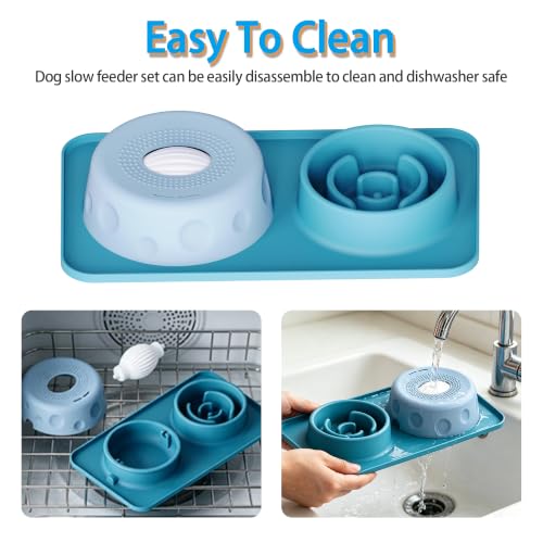 Slow Feeder Dog Bowls & Lick Bowl with Rolling Ball, Interactive Dog Bowl - color: Black