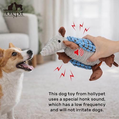 Hollypet Armadillo Squeaky Puppy Dog Toys for Small Medium Dogs, 8" - color: Sea Foam, size: 8 IN