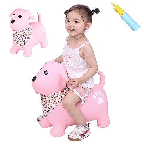 INPANY Bouncy Dog Hopper for 2-5 Kids, Gifts Toy for Kid, Pump Included - color: Pink Dog