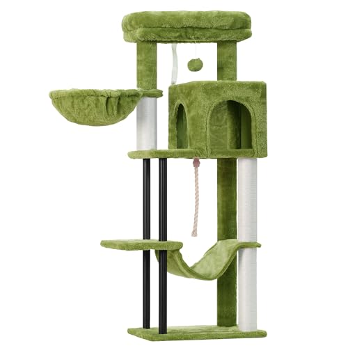 Gitelsnour Cat Tree, 43.3'' Cat Tower with Hammock for Kittens GCT004SGR - color: Green, size: 43.3 inches