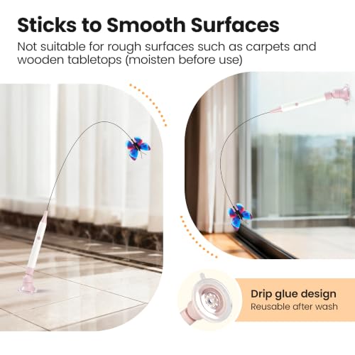 Potaroma Interactive Spinning Butterfly Cat Toy Wand, Rechargebale