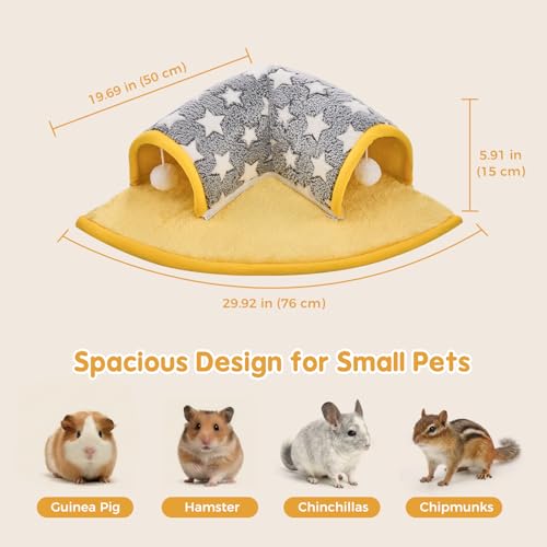 Avont Guinea Pig Tunnel Bed, Washable Hideout for Small Pets - color: Star