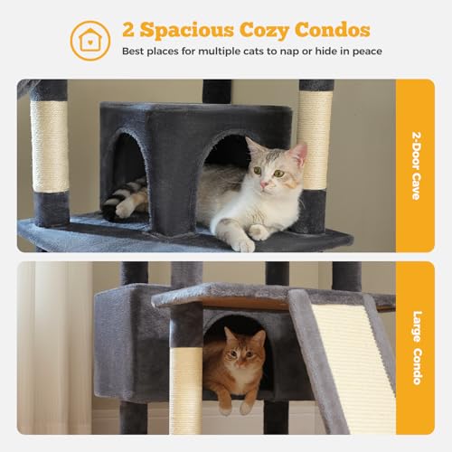 MUTTROS 81" Heavy Duty Cat Tree for Large Cats, Tall Cat Tower, Dark Gray - color: Dark Grey, size: 81in
