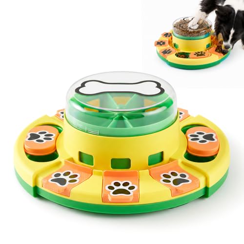 Dog Puzzle Toy 2 Levels, Slow Feeder, Pup Food Treat Feeding Dispenser for IQ Training and Entertainment for All Breeds,Green with Pattern - color: Green with Pattern