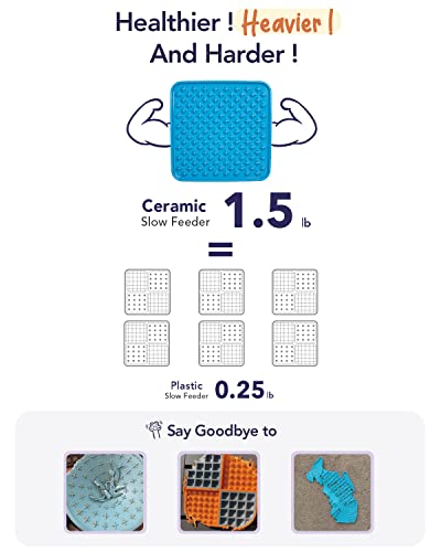 LE TAUCI PET Slow Feeder Dog Bowl, 7.5 Inch Lick Mat for Medium and Large Breed, Anxiety Relief Licking Mat, Puzzle Feeder for Peanut Butter, Treats, Pet Enrichment Toys, Cross Blue