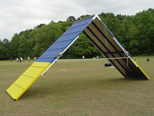 Rubber Surface Dog Agility 7' A-Frame, Blue/Yellow, On-Wheel Interface Ready