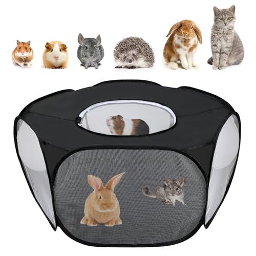 Rypet Guinea Pig Playpen Pop-Up, Outdoor Yard Fence for Pets,Tent Black - color: Black, style: Enclosed Playpen