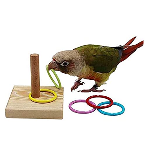 Litewoo Bird Intelligence Training Toy Color Rings Wooden Parrot Tabletop - color: parrot ferrule toy 1
