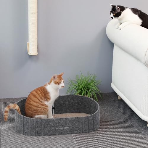 FUKUMARU Cat Scratcher, 24 Inch Sofa Shape Cat Scratching Bed Couch Indoor - color: Grey