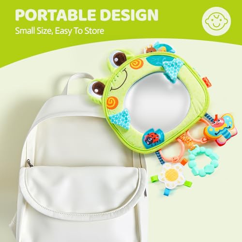 Jollybaby Car Seat Rear Facing Mirror Hanging Toy for Baby Road Trip - Frog