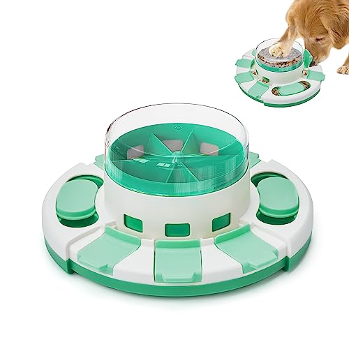 Potaroma Dog Puzzle Toy 2 Levels, Slow Feeder, Pup Food Treat Feeding Dispenser for IQ Training and Entertainment for All Breeds (Green White) - color: Green White