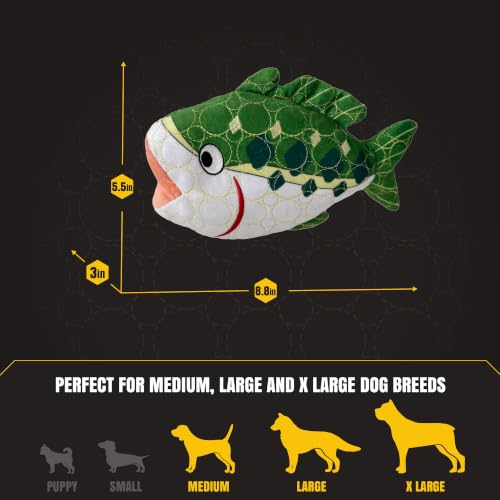 Bite Force Dog Toy - Durable & Strong Plush Fish with Squeaker, Kevlar-Reinforced for Aggressive Chewers. - color: Fish