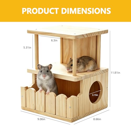 Chinchilla Hideout, Natural Wooden Hamster House Hideout - color: J