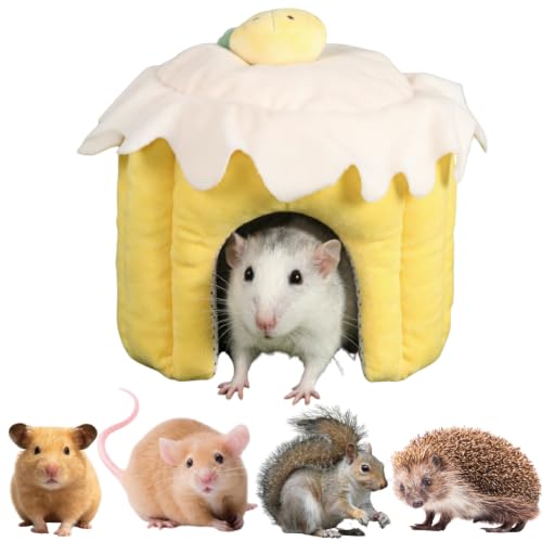Cozy Warm Guinea Pig Hideout Soft Small Pet Cave House Cake Shape (Yellow,S) - color: Yellow, size: S