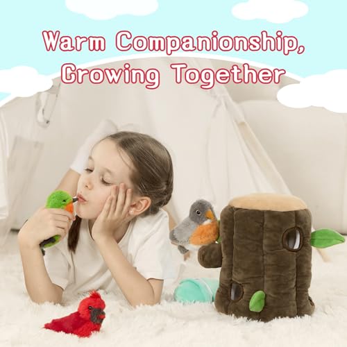 Bird Stuffed Animal Set, Treehouse Plush with 3 Birds & Egg, 12" - style: Bird Treehouse