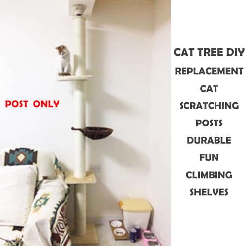 2Pcs M10 Cat Tree Replacement Post - 10mm Bolt Sisal Cat Scratching Post Replacement Pole DIY M10 Bolt Sturdy PVC Tubes Screws Included (3.35 * 19.68") - size: 3.35*19.68"