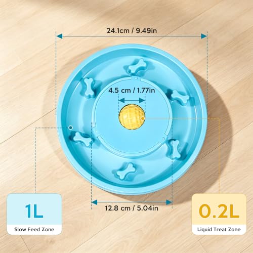 Slow Feeder Dog Bowls, Fun Slow Feeding & Lick Bowl with Rolling Ball