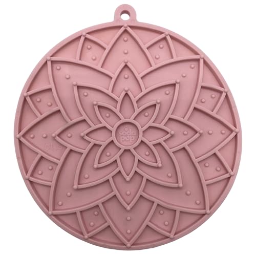 SodaPup Lotus eMat – Durable Enrichment Feeder Made in USA from Non-Toxic, Pet-Safe, Food Safe Rubber for Mental Stimulation, Avoiding Overfeeding, Fresh Breath, Digestive Health, Calming, & More - color: Lotus eMat Light Pink