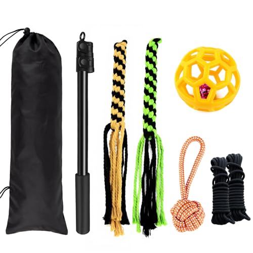Flirt Pole for Dogs, 40" Extendable Aluminum Teaser Pole with 4 Lures - size: 40"(102cm)