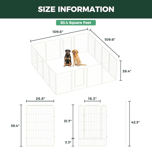 FXW Rollick Dog Playpen, Indoor, Yard & RV Camping, 40" H, 16 Panels - color: White, size: 40"H