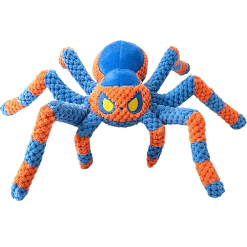 LEGEND SANDY Squeaky Dog Toys- Plush Dog Toys with Soft Fabric for Small, Medium, and Large Dogs Daily Companionship, Training Reward Gift - color: 1 Pack Blue Spider