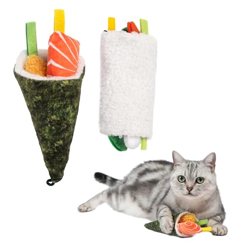 Best Pet Supplies Catify Interactive Cat Toy with Catnip - Sushi Rolls Set - color: Sushi Roll Multicolored