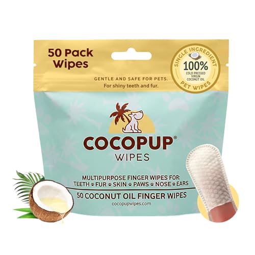Cocopup Dog & Cat Dental Wipes, Coconut Oil Finger Toothbrush Cleaner