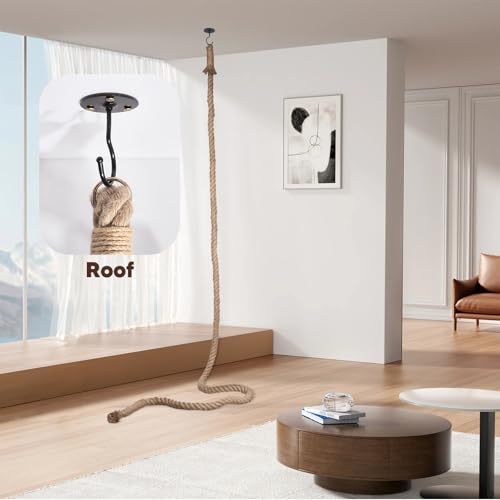 Cat Climbing Rope with Hook, Natural Jute Ropes for Ceiling & Wall Mounted