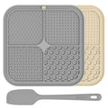 ChefAide 2 Pack Lick Mat for Dogs, Cats & Puppies with Suction Cups - color: Gray & Beige