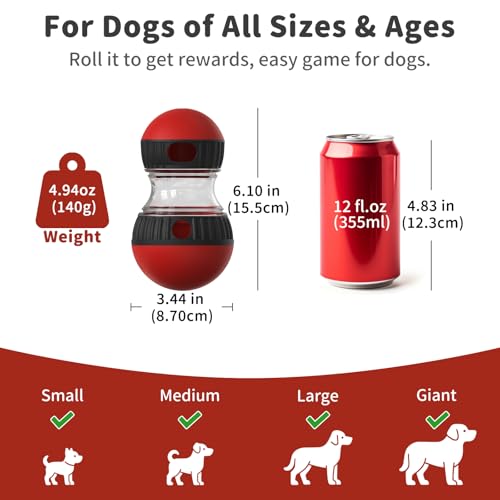 Interactive Dog Treat Puzzle Toys Food Dispensing Enrichment - color: Red