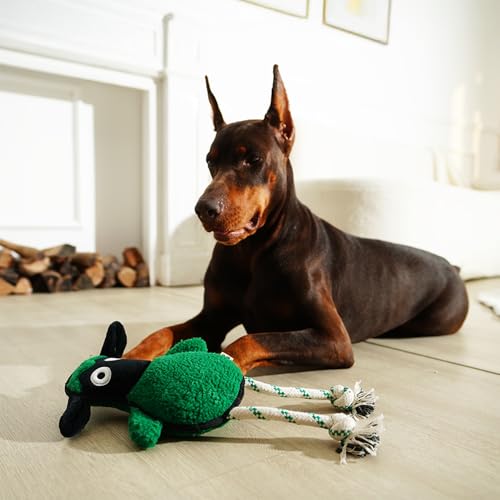 Green Sheep Rope Toy for Dogs, Durable Plush Dog Chew Toy with Squeaker, Interactive Pet Toy for Small Medium Large Dogs, Tough Recycle Cotton Rope & PP Cotton Stuffing - color: Green Sheep (M)