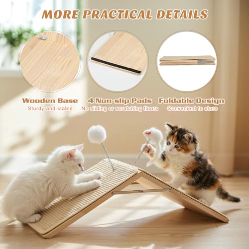 Cat Scratcher, Sisal Scratching Ramp Foldable Kitten Interactive Toy - style: Triangle
