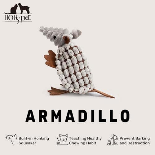 Hollypet Armadillo Squeaky Puppy Dog Toys for Small Medium Dogs, 6" - color: Gray, size: 6 IN