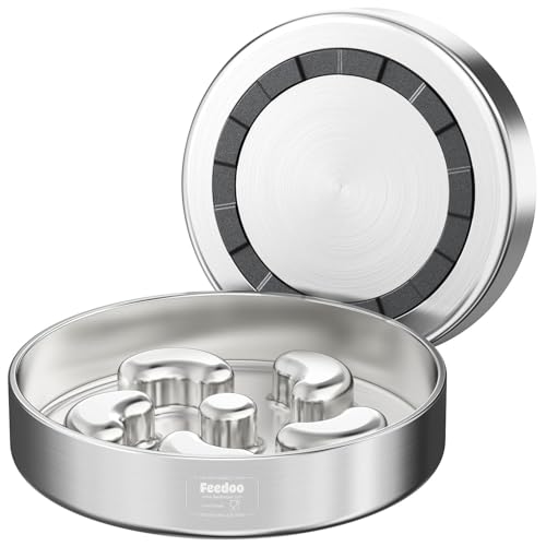 Feedoo Slow Feeder Dog Bowl-2Cups for Medium Breeds, Double Wall Food-Grade Stainless Steel, Heavy Duty with Non-Slip Rubber Base, Puzzle Maze Bowl to Slow Down Eating - color: Spiral-1Pack, size: M 2~2.5Cups
