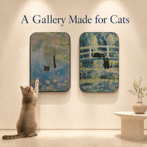 2 Pack Cat Wall Scratcher, Art Cat Scratching Board for Cats - color: Pond & Bridge New