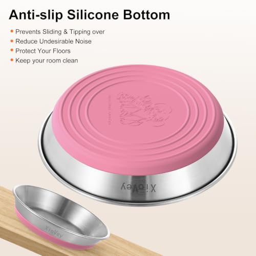 6 Pack Pink 304 Stainless Steel Shallow Whisker Fatigue Cat Bowls - color: Pink, size: 6Pcs