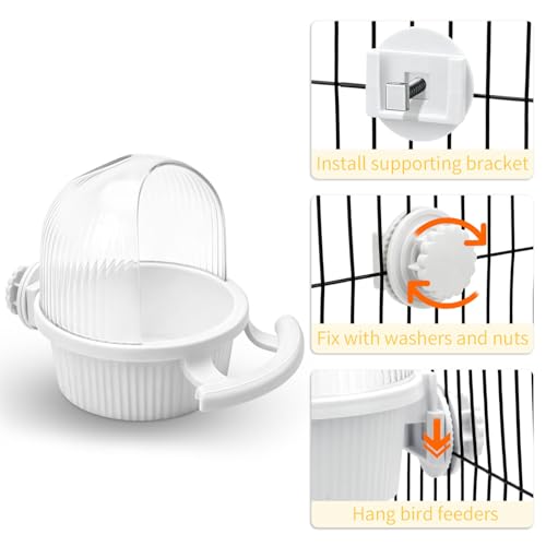 Litewoo No Mess Bird Feeder for Cage Parrot Seed Food Water Bowl (White) - color: White