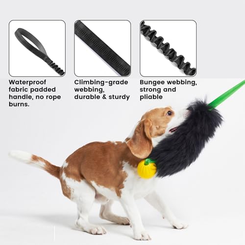 HOWGO Bungee Dog Toy, 100% Sheepskin Tug Rope (Purple, Long w/o Ball 2PC) - color: Purple, size: Long Without Ball 2Pack