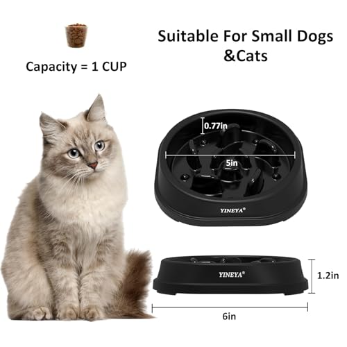 YINEYA Anti-Choking Slow Feeder Dog Bowls Small Size Dog, Slow Feeder Cat Bowl, Supplies and Puzzle for Pet - color: G - Black, size: Small