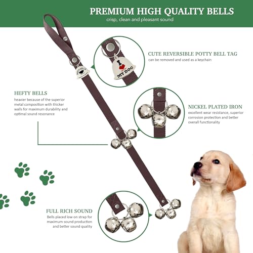 Caldwell's Pet Supply Co. Dog Potty Bells, Dog Door Bell, Bells To Go Outside, Potty Training Bell, Dogs Doorbell, Dogs Potty Doorbell, Ring To Go Pee, All Breed Puppy Training Tool - Brown (Set of 2) - color: Brown, size: Set of 2 Potty Bells
