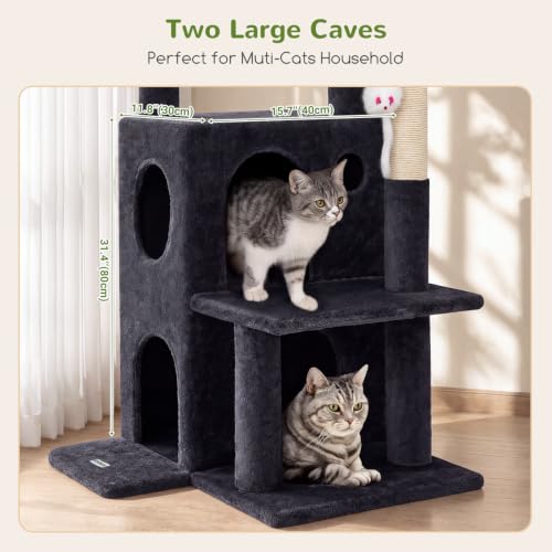 Globlazer Cat Tree Tower for Indoor Cats Large Adult, FC50, Dark Grey - color: Dark Grey, size: XL