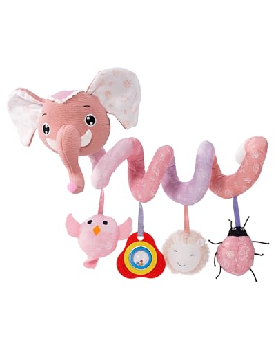 Jollybaby Baby Crib Stroller Car Seat Spiral Hanging Toy - Sz Pink Elephant - style: Sz Pink Elephant