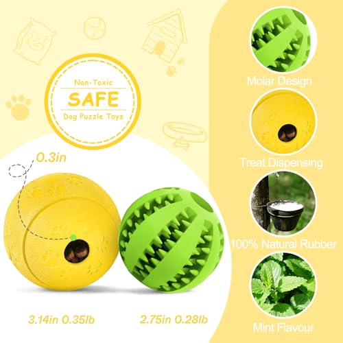 HIPPIH Dog Puzzle Toy 2 Pack, Interactive Dog Toys for Treat Dispensing - color: Green+Yellow