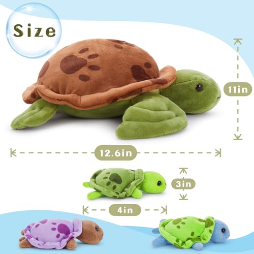 Muiteiur 4 Pcs Sea Turtle Stuffed Animals with Babies Inside, Turtle Plush - style: Turtle
