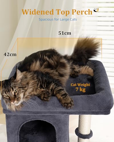 Aechonow Cat Tree for Large Cat,2 Cozy Cat Condo House for Large & Fat Cats - color: 24''Dark Grey
